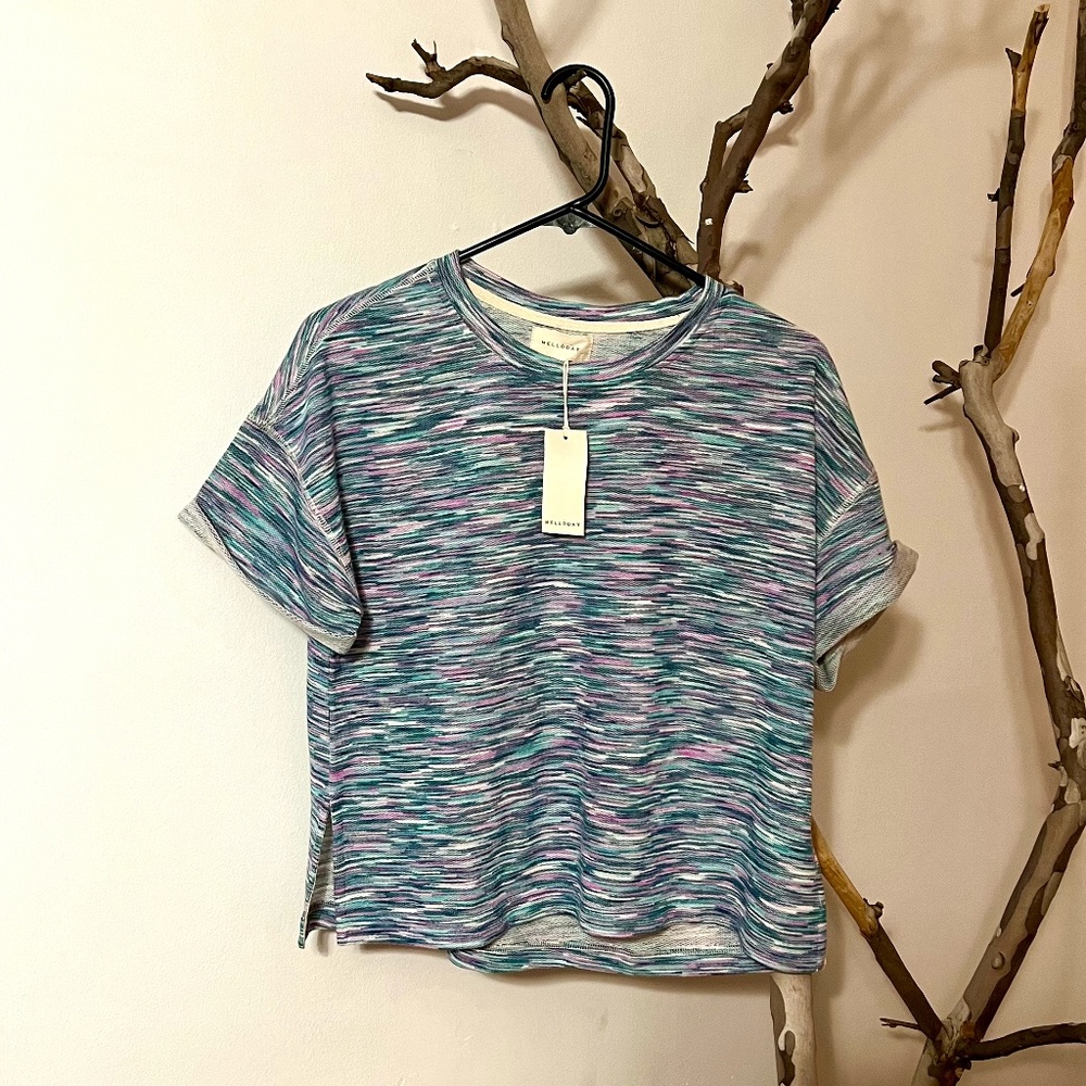Melloday Short Sleeve Claude Monet Lillies Top